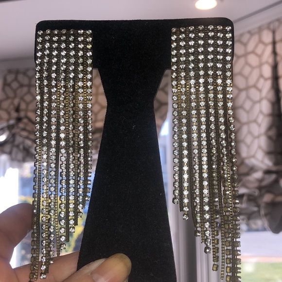 Stunning Vintage Crystal and Chains Statement Earrings-NWT-Boutique - Picture 3 of 8